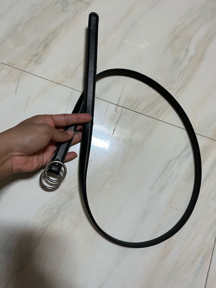 Classic Black Belt with Silver Hardware