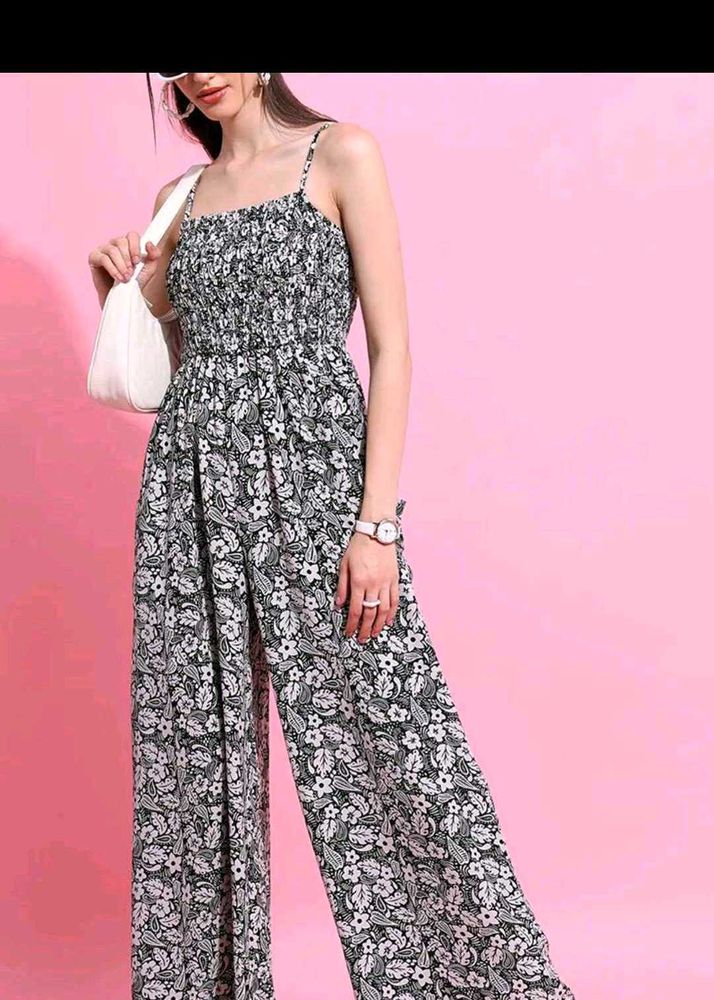 Floral Print Wide Leg Jumpsuit