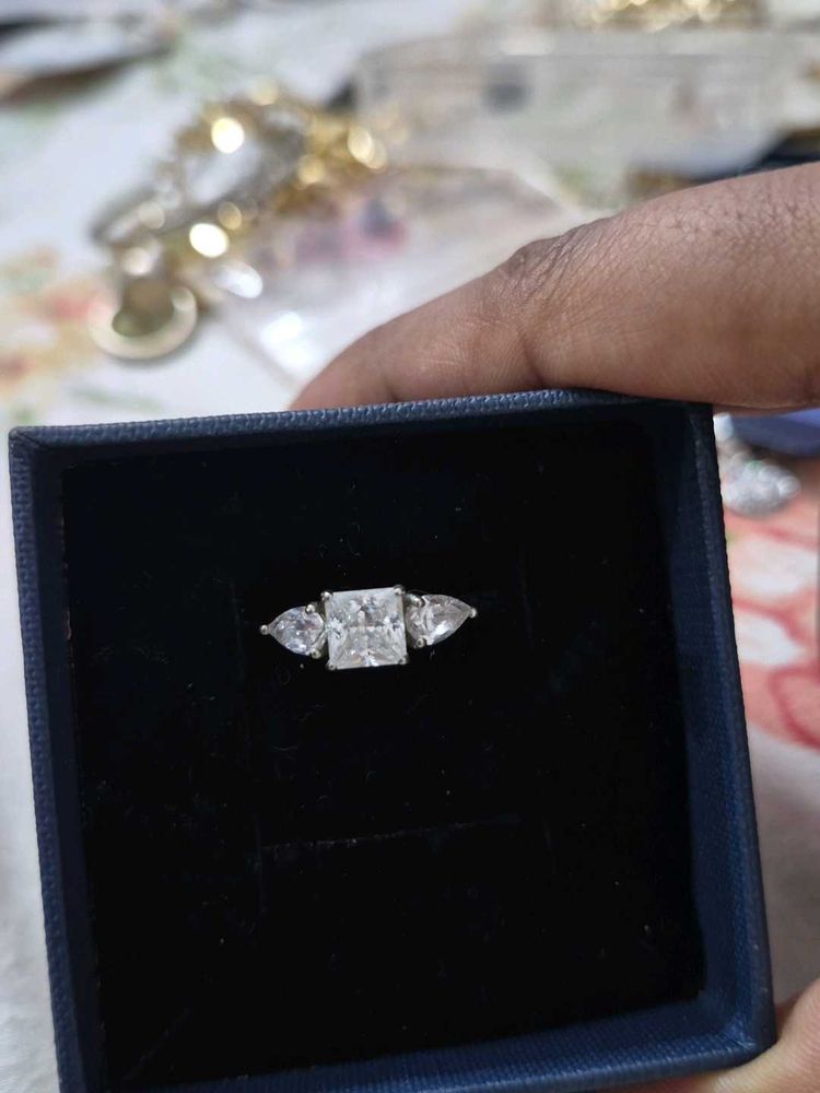 Elegant 925 Silver Three-Stone Ring