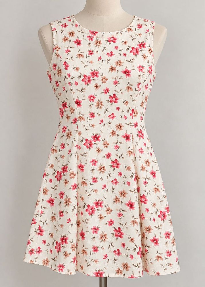 Floral Print Sleeveless A-Line Dress