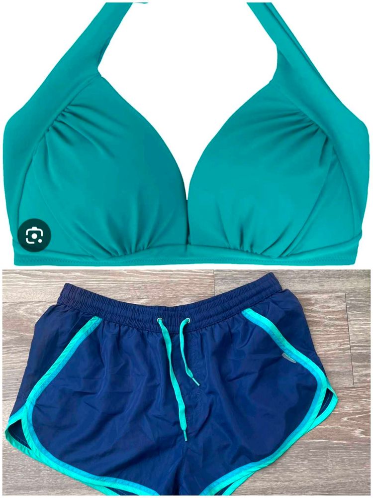 Teal Bikini Top &amp; Shorts Set