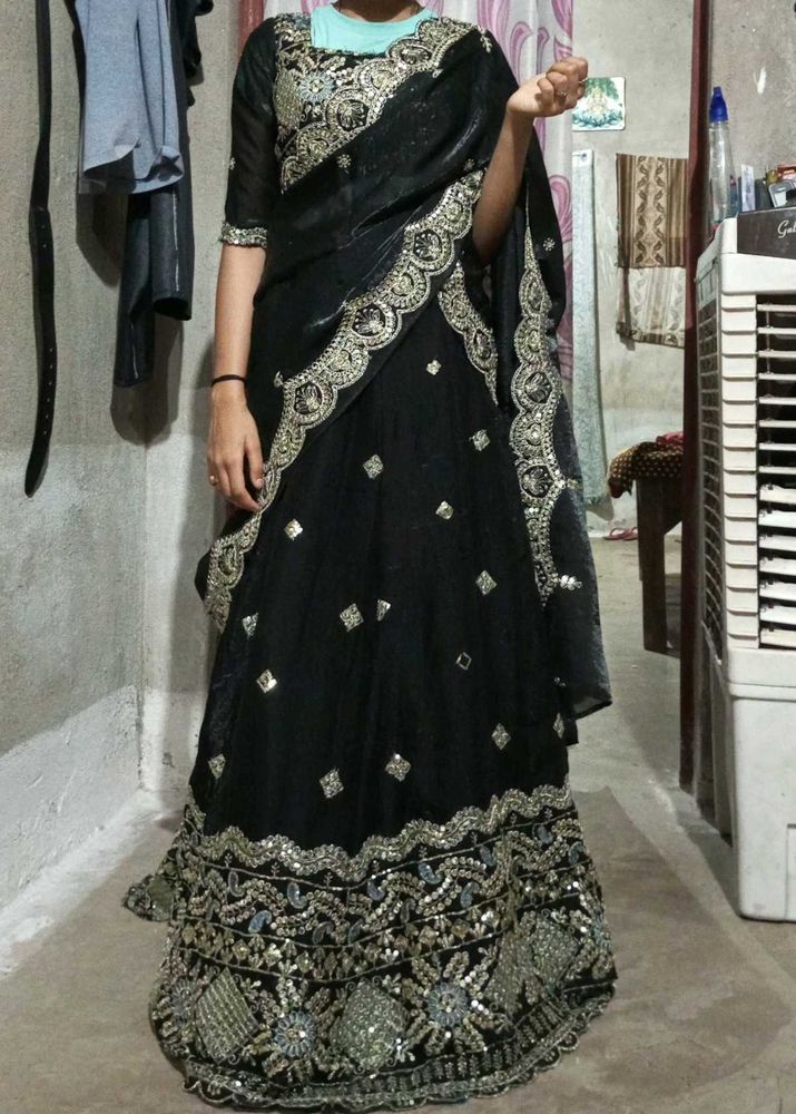 Black Embellished Lehenga Choli Set
