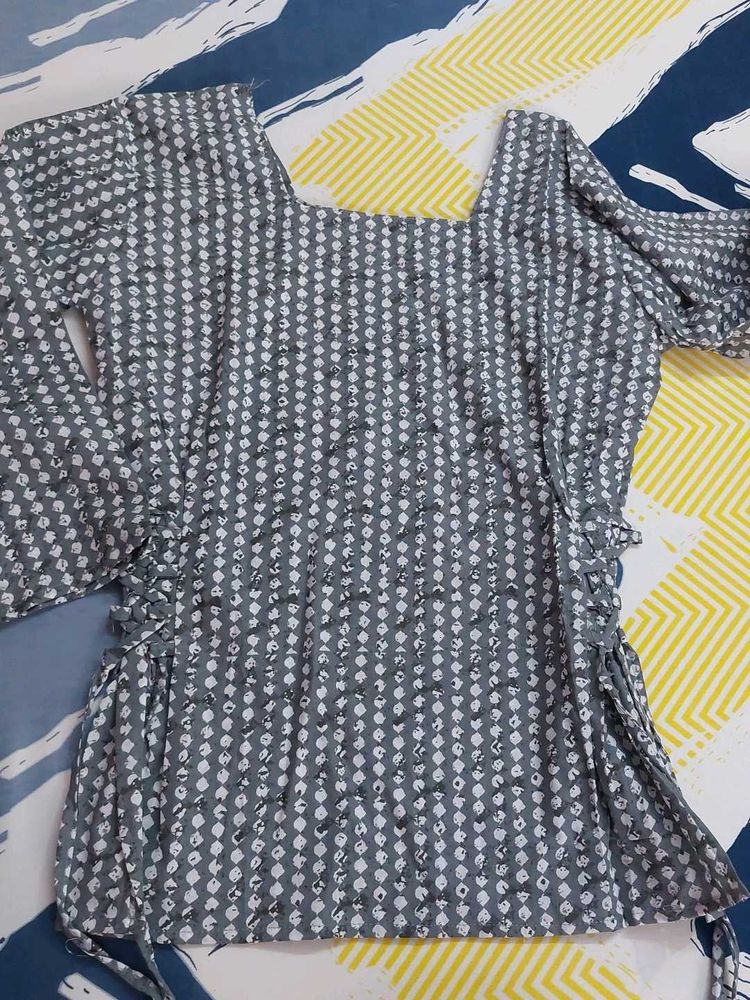 Stylish Grey Printed short Kurti for Women