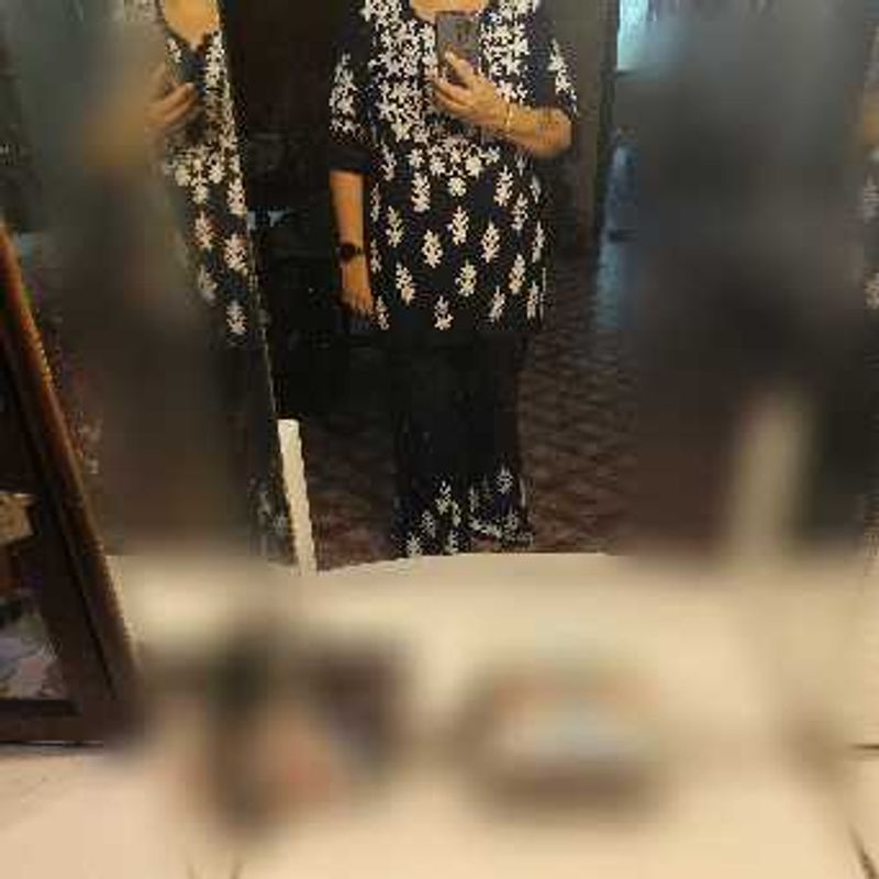 Elegant Black &amp; White Embroidered Kurti Set