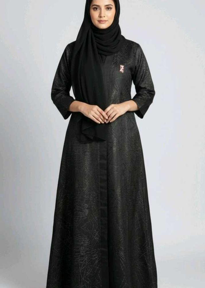 Elegant Coat Style Front Open Dubai Black Abaya