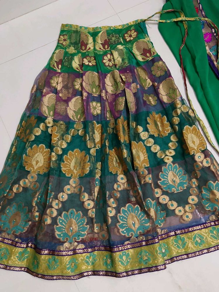 Beautiful Brocade Lehenga Skirt with dupatta.
