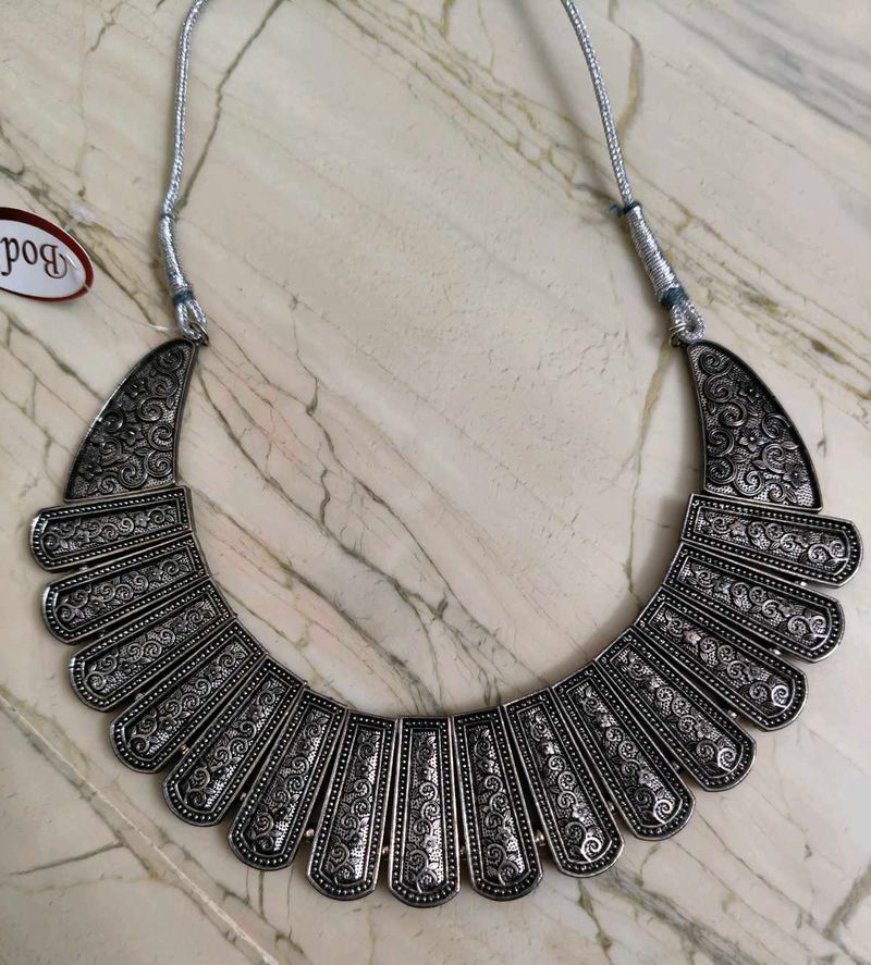 Oxidised Silver Statement Necklace