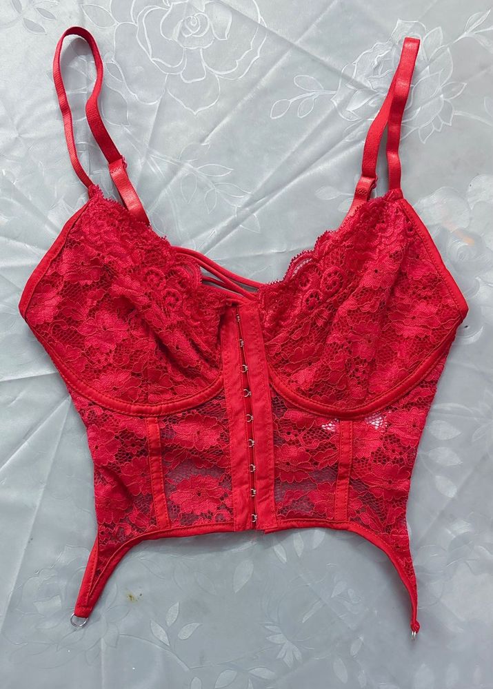 Red Lace Bralette Top