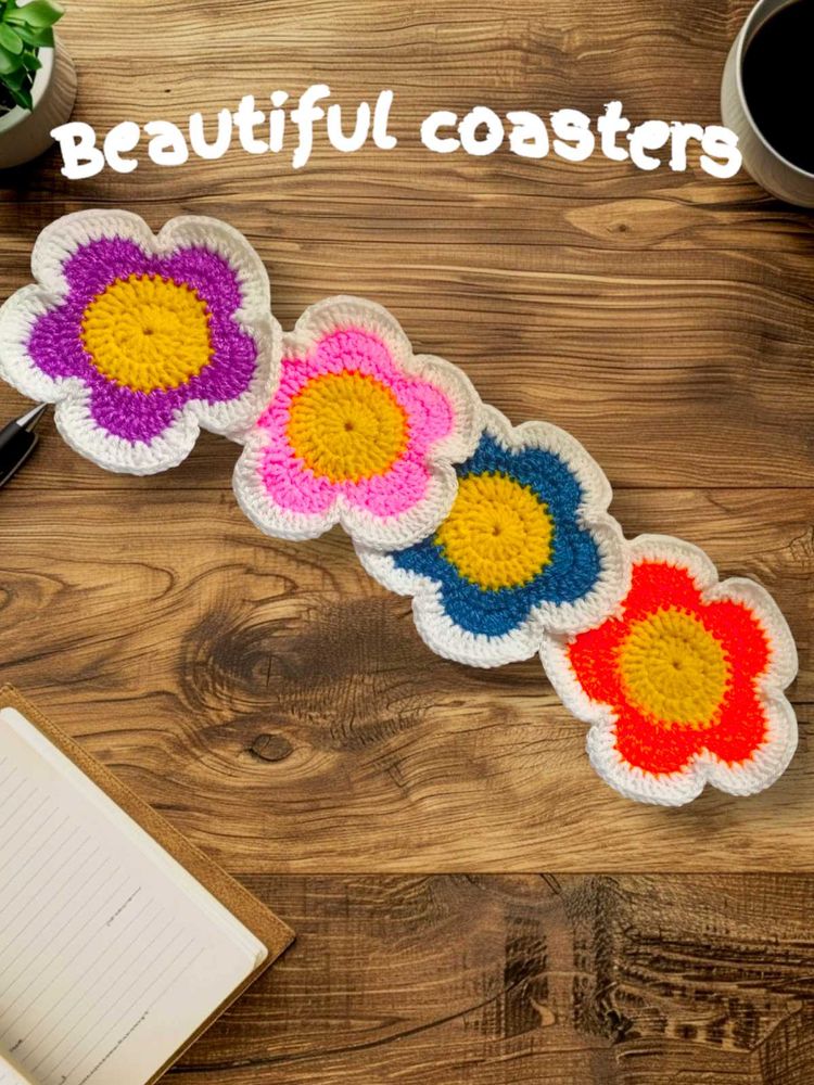 Crochet Flower Coasters (Set of 4)