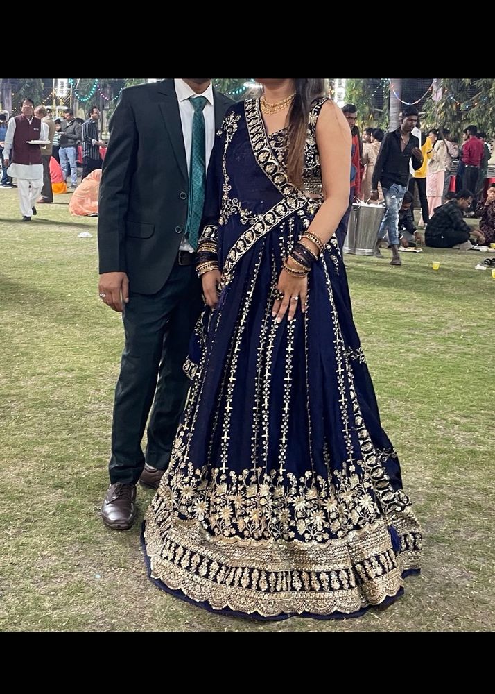 Beautiful Navy Blue Embroidered Lehenga Choli
