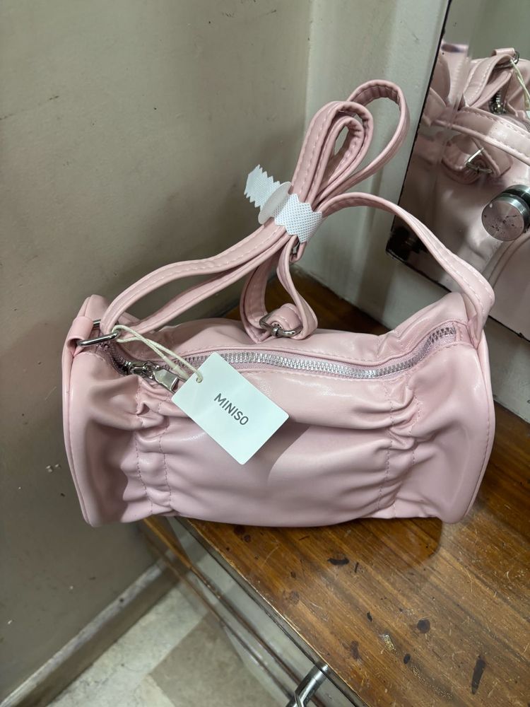 Cute Pink Ruched Hobo Sling Bag