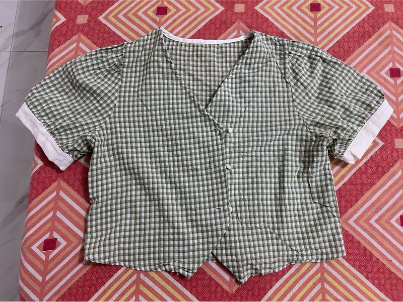 green Puff Sleeve Top