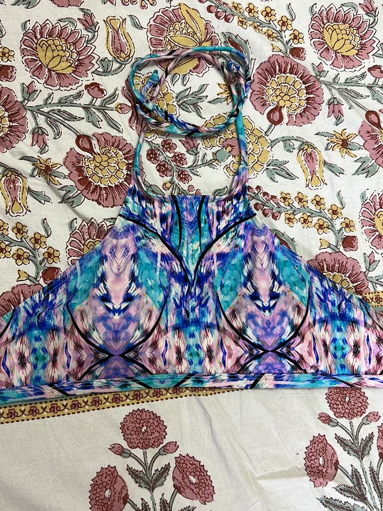 Printed Halter Bikini Top