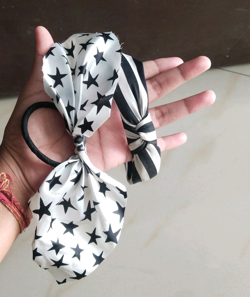 Combo Of Hairband And Bow Rubberband