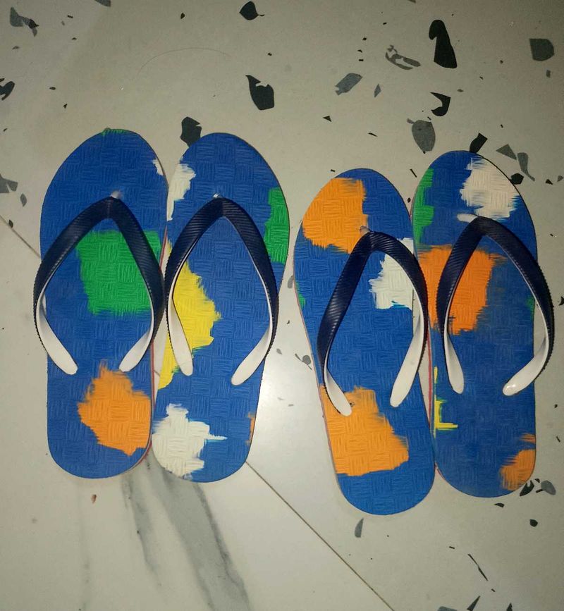 Colorful Map Print Flip-Flops