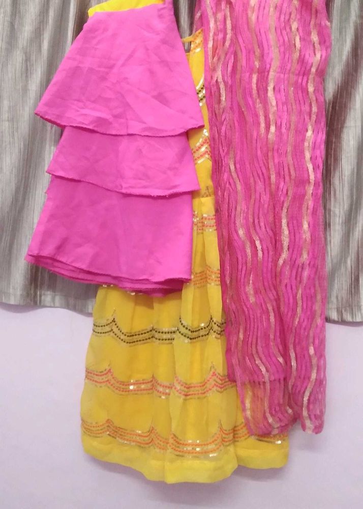 Vibrant Yellow Lehenga Choli Set best for haldi