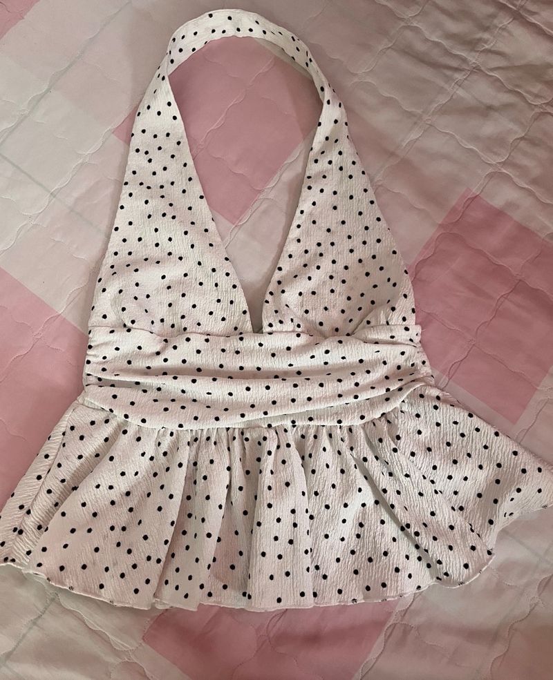 Cute Polka Dot Halter Top