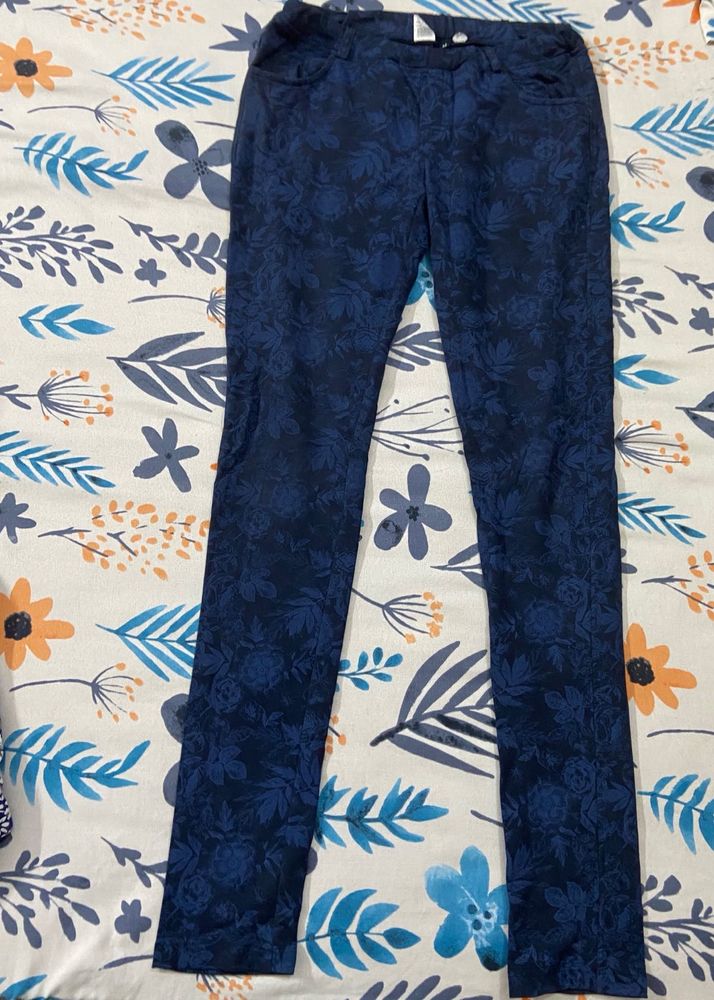 Floral Print Blue Jeggings