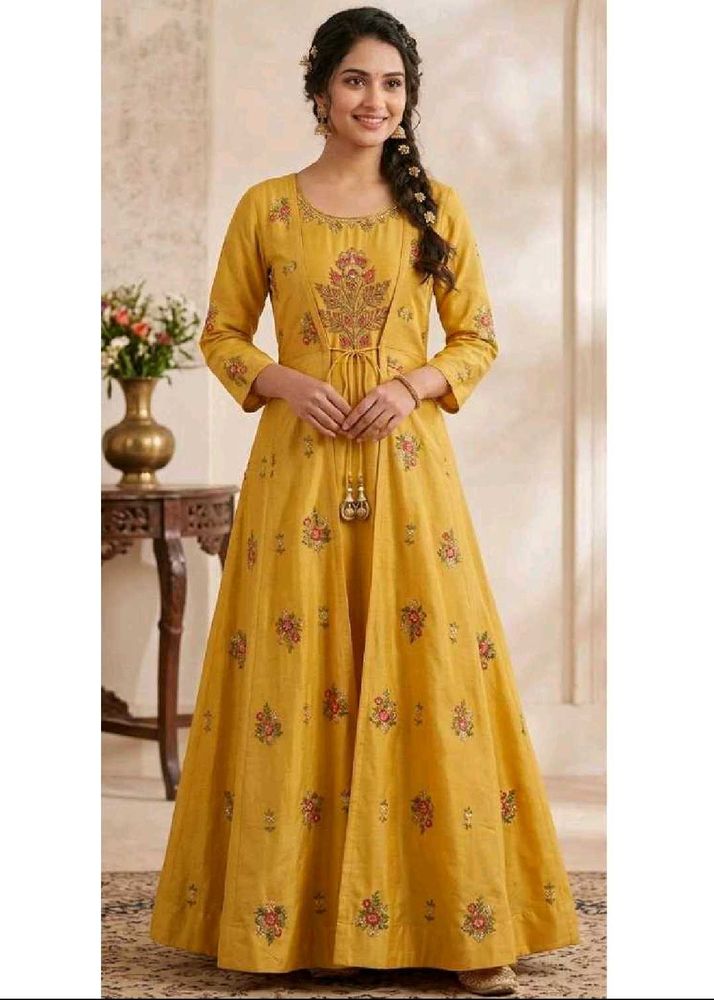 Beautiful Yellow Embroidered Gown