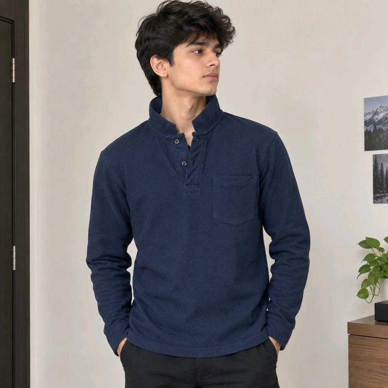 Men's Navy Blue Pullover Shirt