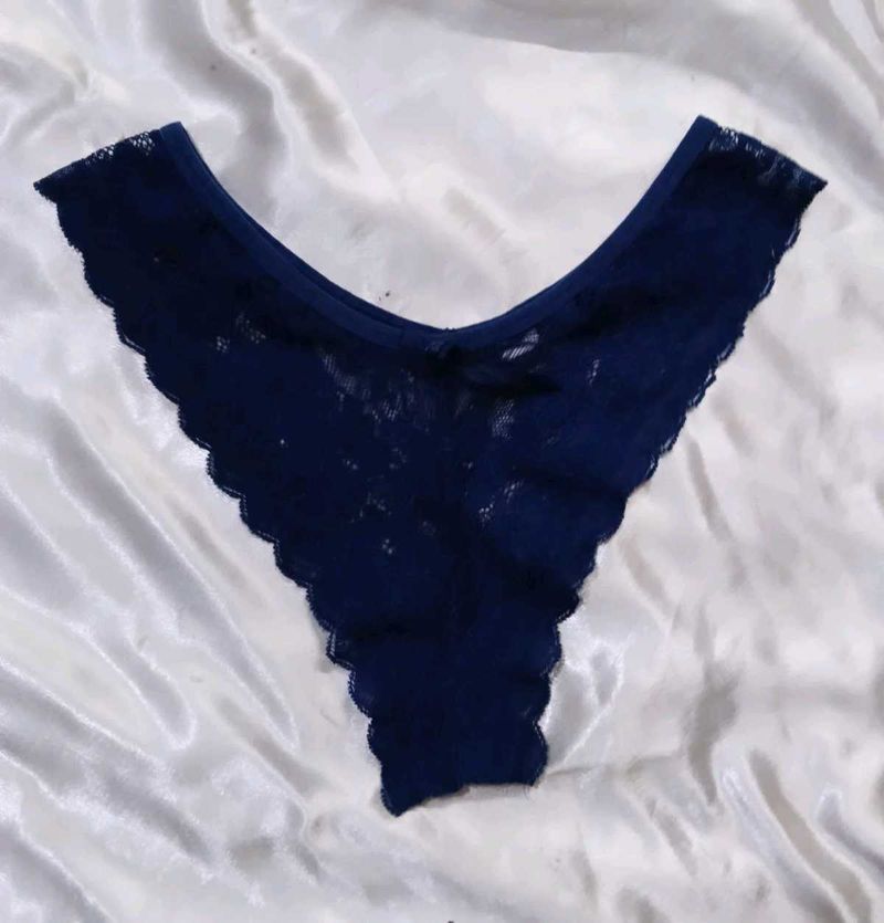 Navy Lace Thong Panty