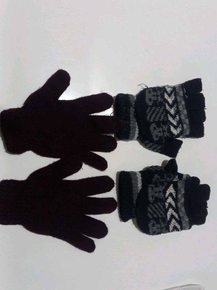 Two Pair Gloves For 10 Years Kids