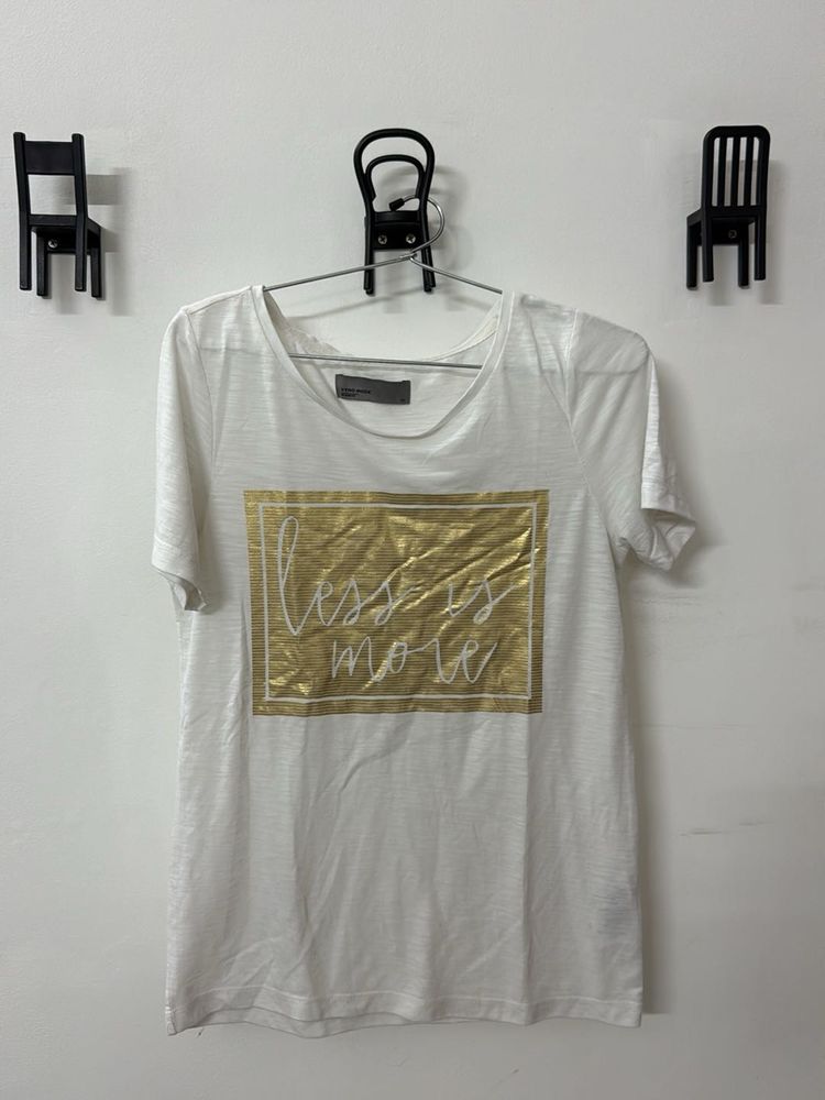 White "Less Is More" Graphic T-Shirt