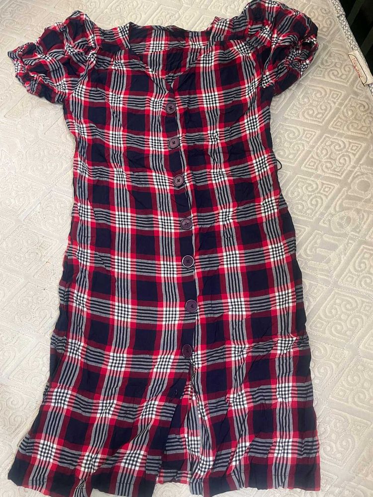 Cute Plaid Button-Up Dress