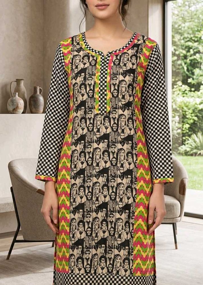 Bold Fusion Print Kurti – Stand Out in Style