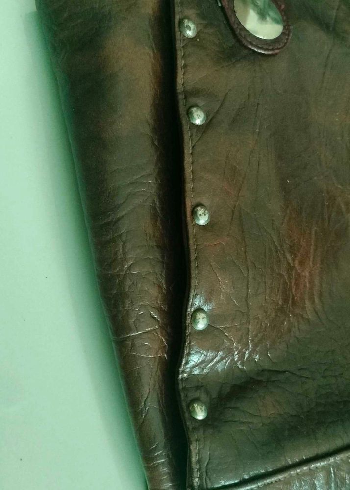 Brown Faux Leather Imported bag