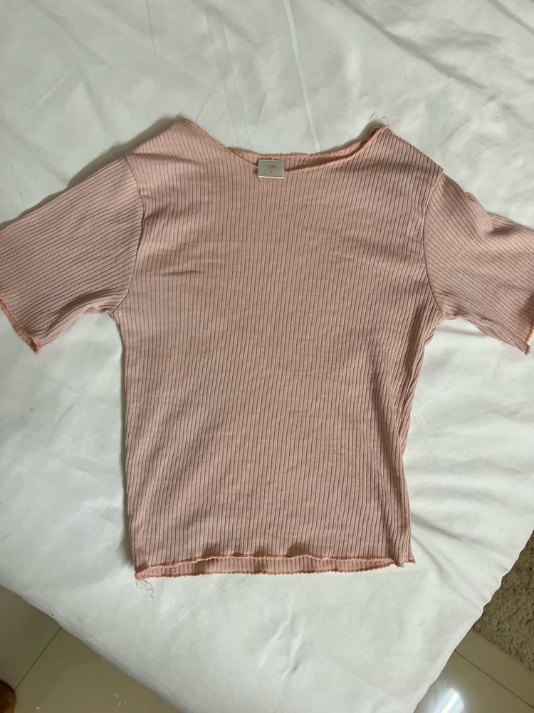 SSS - Pink Ribbed Cropped Top