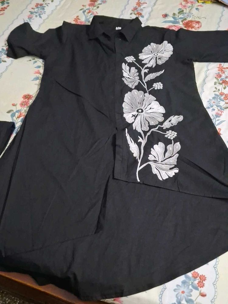 Black Embroidered coord set