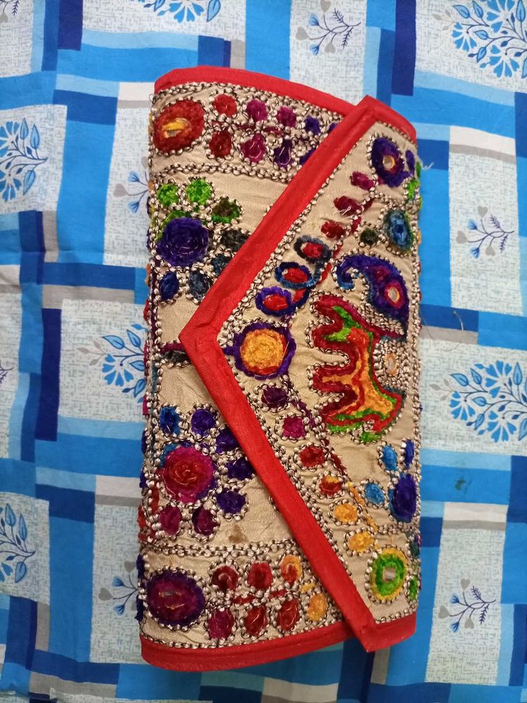 Embroidered Clutch with Vibrant Details