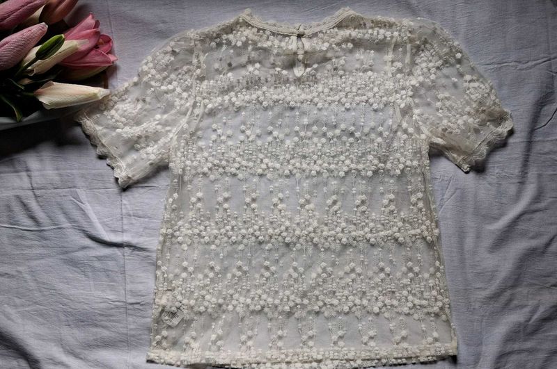 Sheer Lace Embellished Top