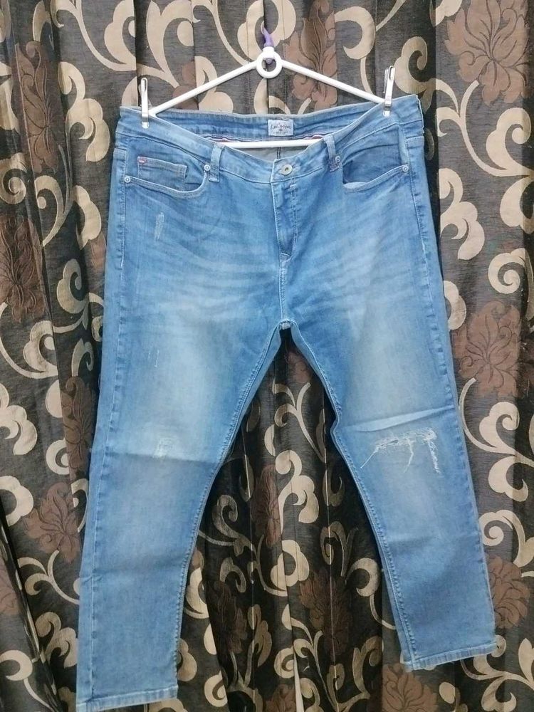 Light Blue Distressed Denim Jeans