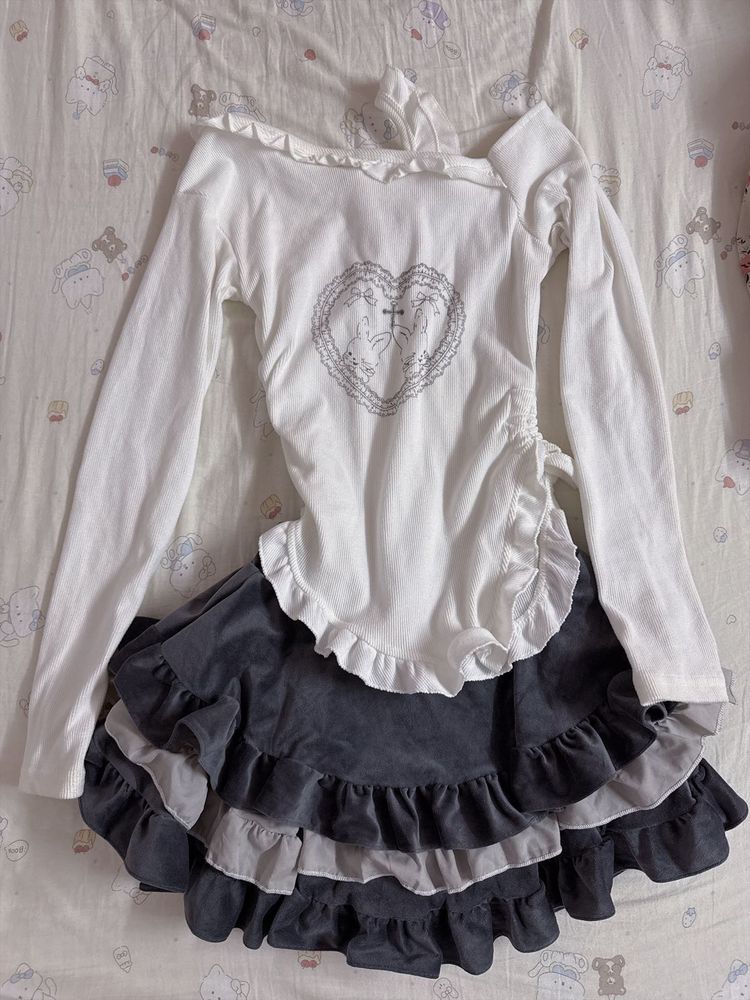 Cute Ruffle Skirt and Top Set