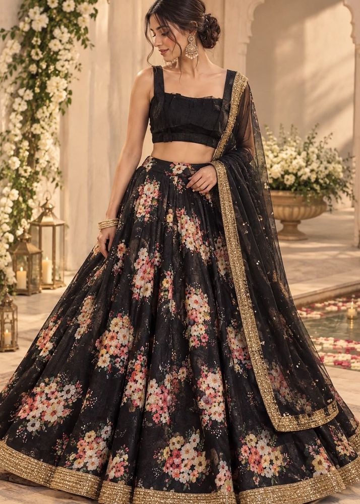 Floral Print Lehenga Choli Set