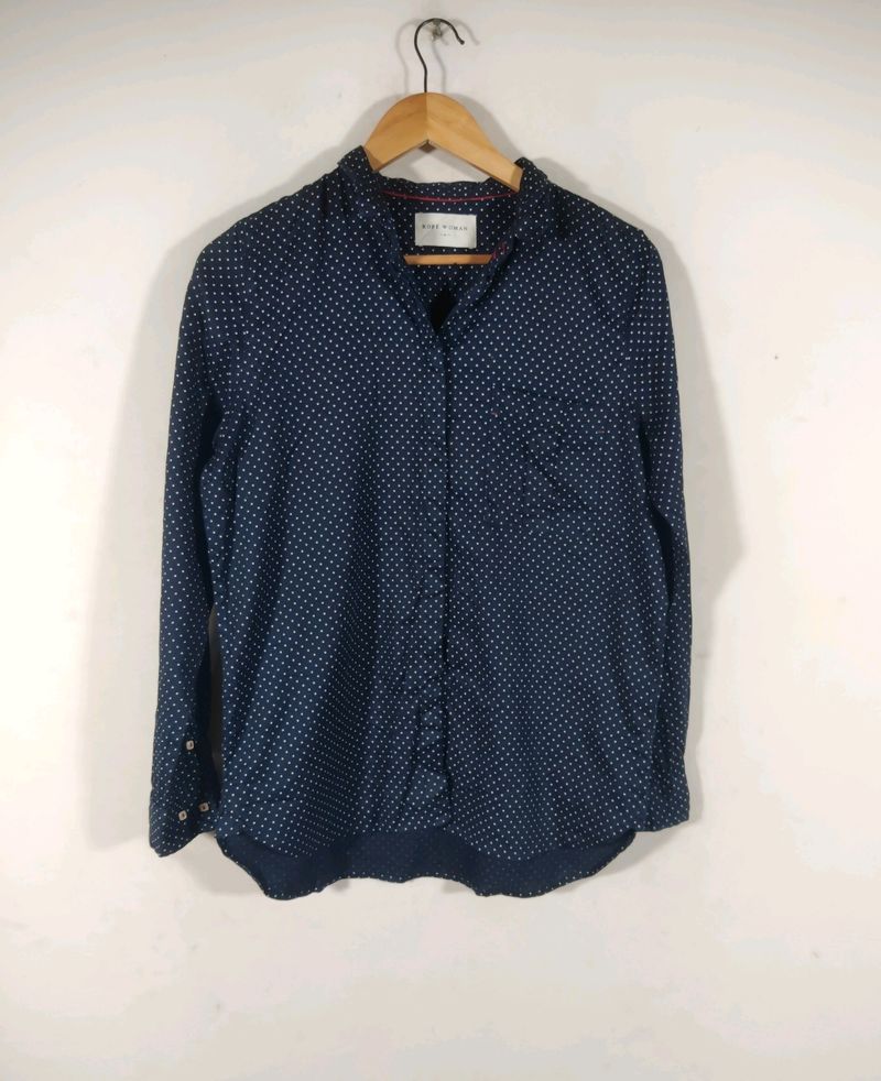 Rope Women Navy Blue Polka Dot Casual Shirt(Women)