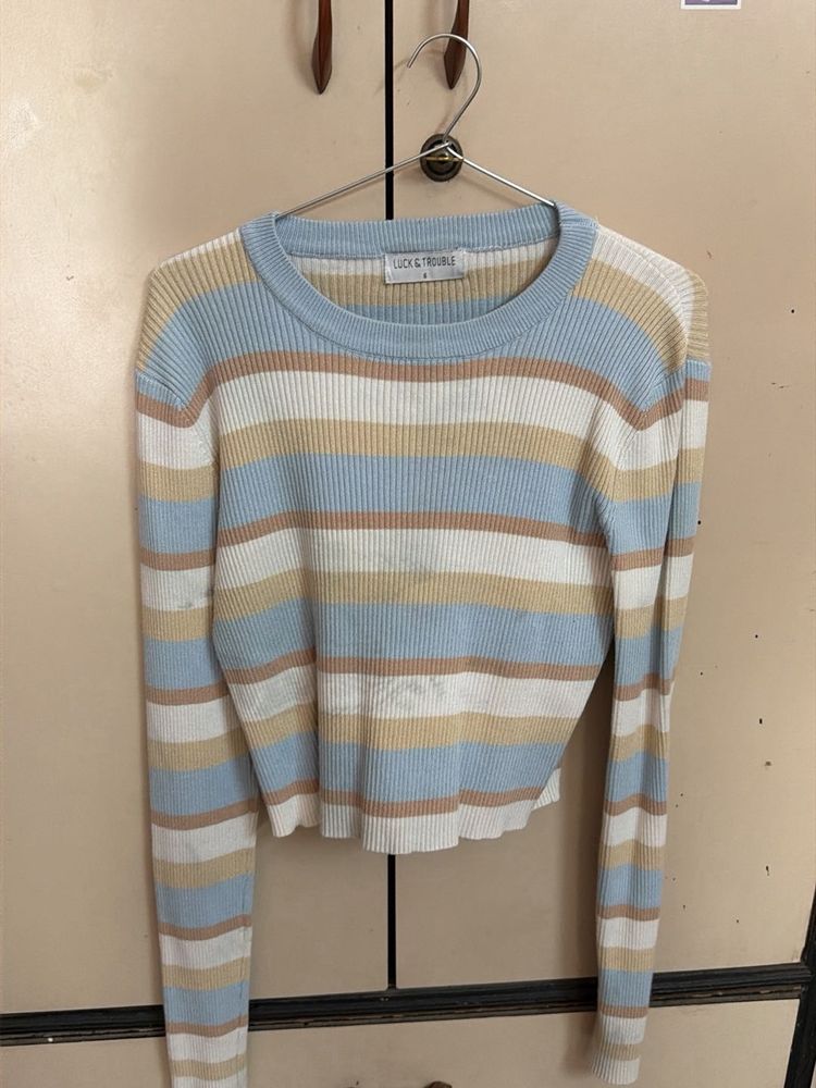 Striped Ribbed Long Sleeve Top