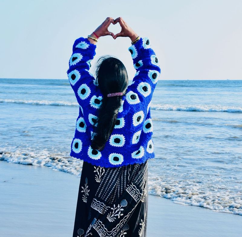 Handmade Boho evilEye Pattern Knit Sweater