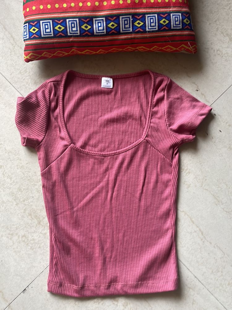 Street Style Store Peach Ribbed Top