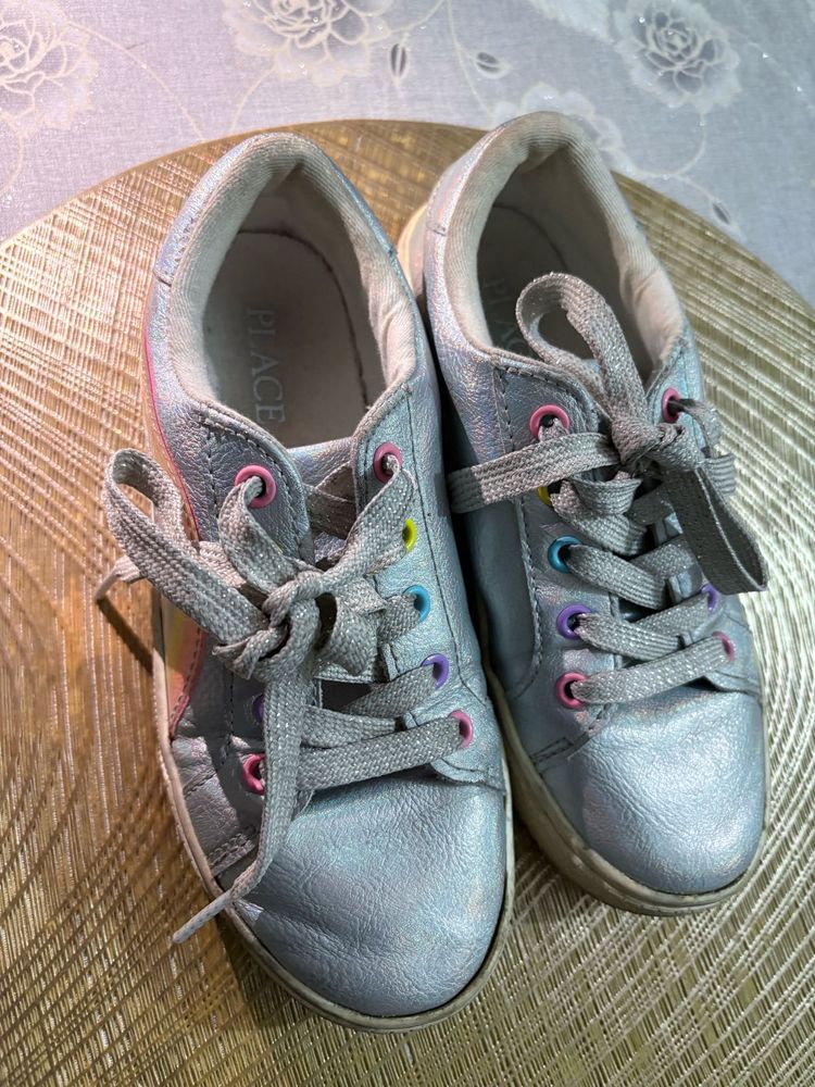 Girls Silver Sparkle Sneakers