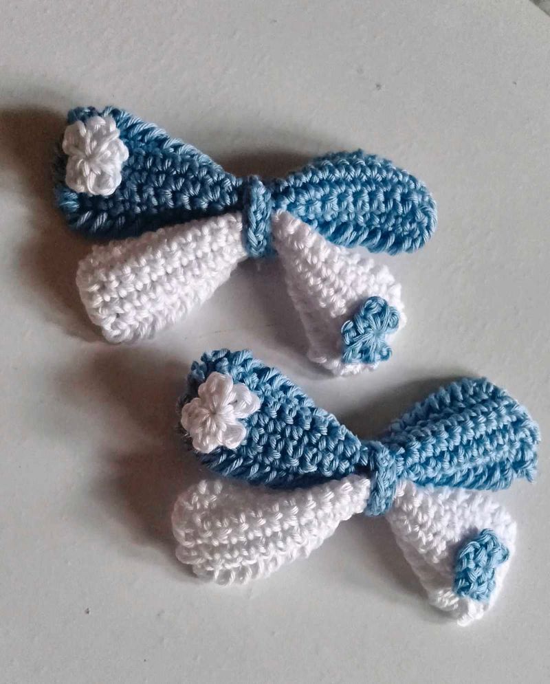 Handmade Crochet Bow Hair Clips