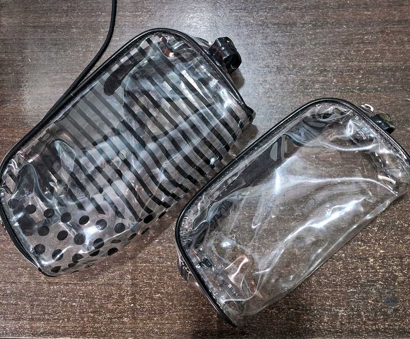 Set of 2 Clear Cosmetic Bags