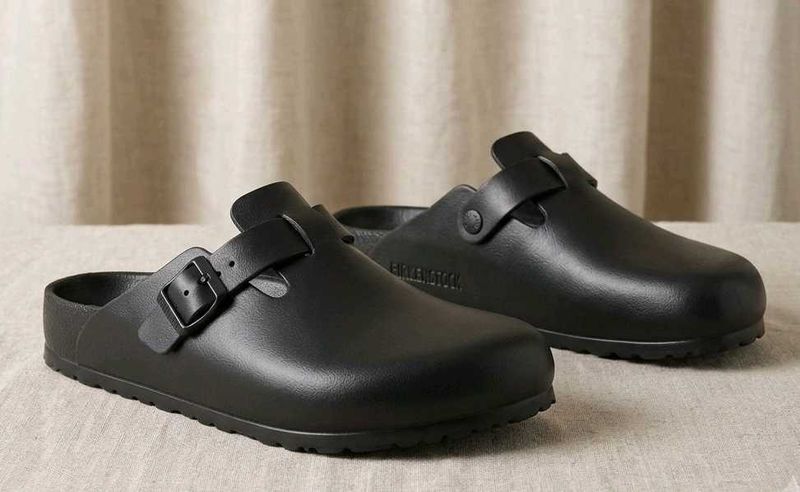 Classic Birkenstock Boston EVA Black Clogs.