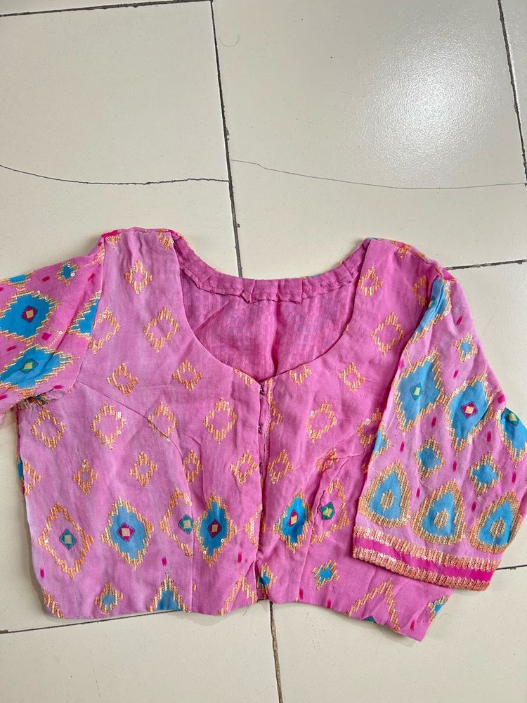 Vibrant Pink Geometric Print Blouse