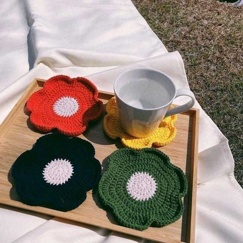 Flower Crochet Coasters(set of 4)