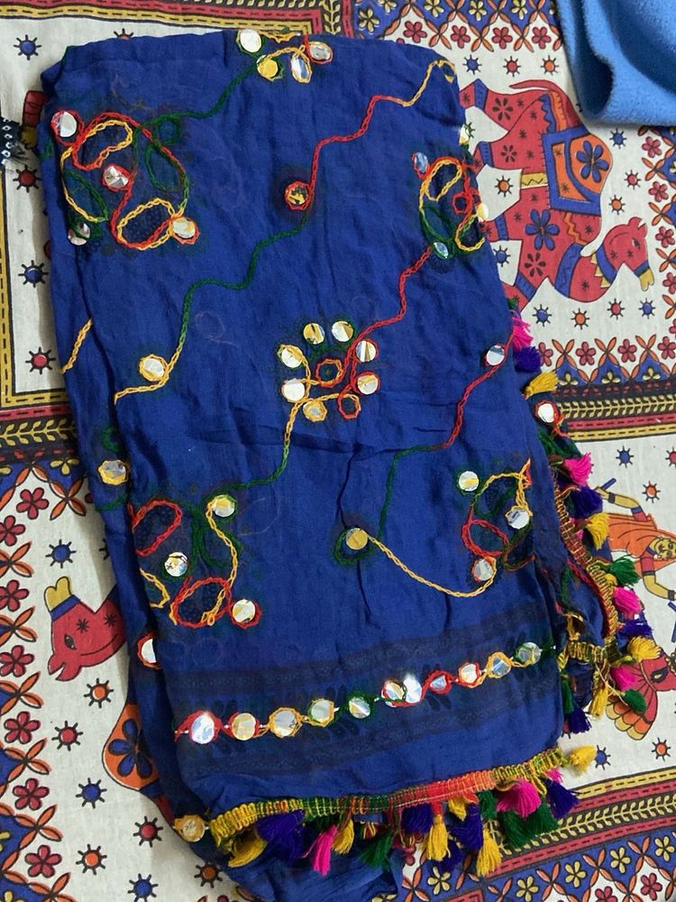 Embroidered Royal Blue &amp; black chaniya choli with
