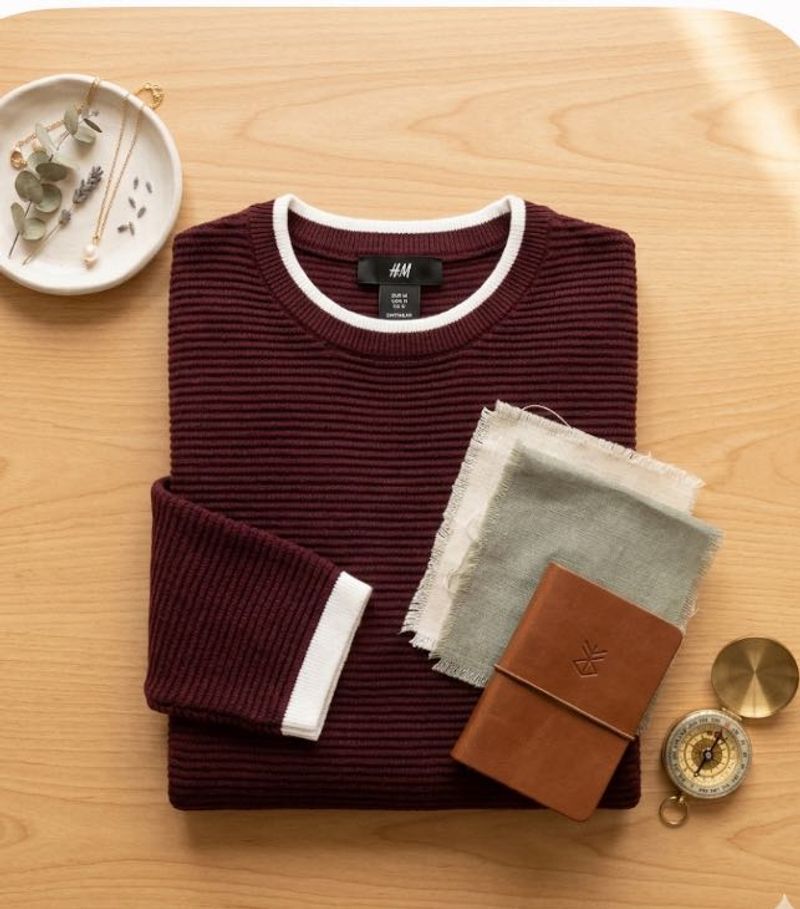 Burgundy Long Sleeve Knit Shirt Boy Age 8-10