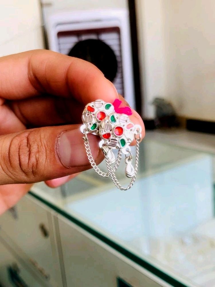 jhumka Tops Pure Silver Studs Desgin